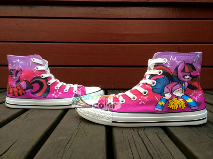 Cartoon Canvas Shoes for Girls Twilight Sparkle My Little Horse Hand Painted Purple Canvas Shoes