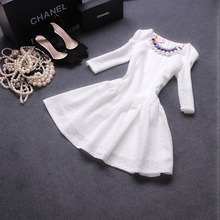 2014 spring women’s sweet little elegant compound lace slim three quarter sleeve one-piece dress