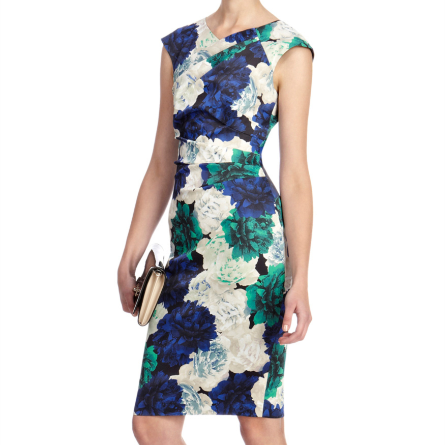 Fashion sexy double 2014 V neck blue print elegant slim formal dress one piece dress