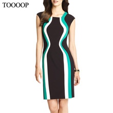 2014 spring and summer fashion watermelon patchwork stripe color block slim elegant noble elegant one-piece dress