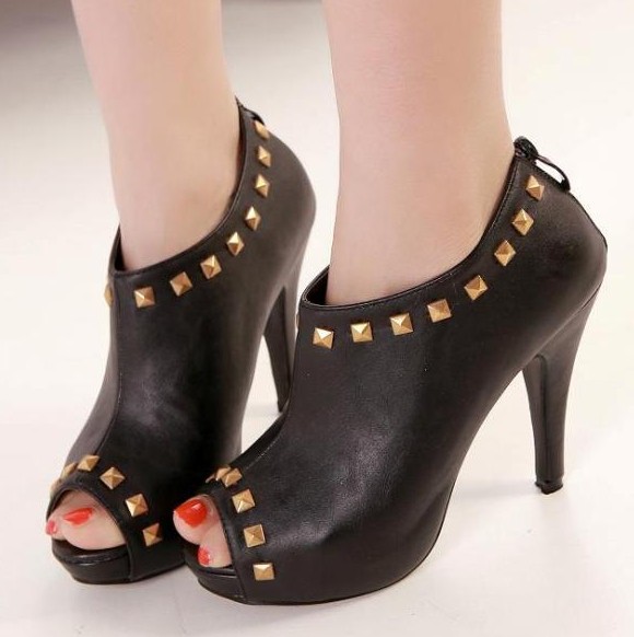 2014 new thin heels sandals rivet decoration sexy high heeled fashion open toe women pumps single