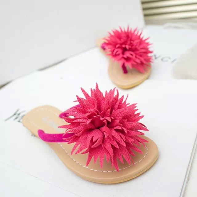 Beautiful flower sandals summer beach flip flops flat bottomed female slippers new arrival