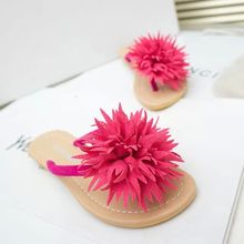 Beautiful flower sandals summer beach flip flops flat-bottomed female slippers new arrival