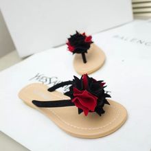 Beautiful flower sandals summer beach flip flops flat-bottomed female slippers new arrival