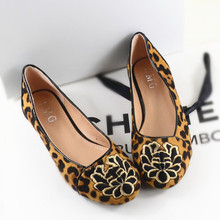 Free shipping women flats leopard flat shoes comfortable all-match round bottomed women shoes size 35-41