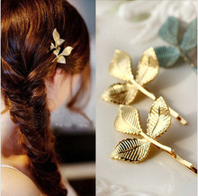 2014 New Fashion Greek style Hair Jewelry, Vintage Wedding Accessories Hairwear Gold/Blue Leaf Design Hairpin For Girl Women J12
