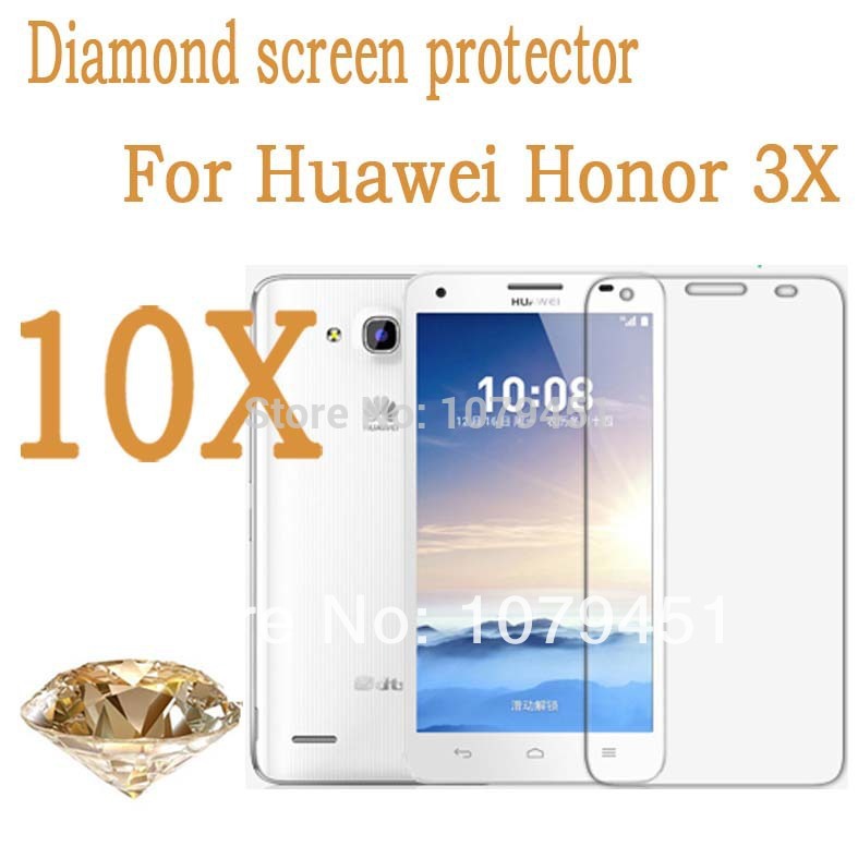 10pcs Huawei Honor 3X 5 5 MTK6592 Octa Core Diamond Screen Protector Guard Cover Film Huawei
