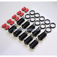 10 Pcs/lot Arcade Happ Style Push Buttons + Micro Switch For Arcade Diy Accessories Parts MAME  #Black