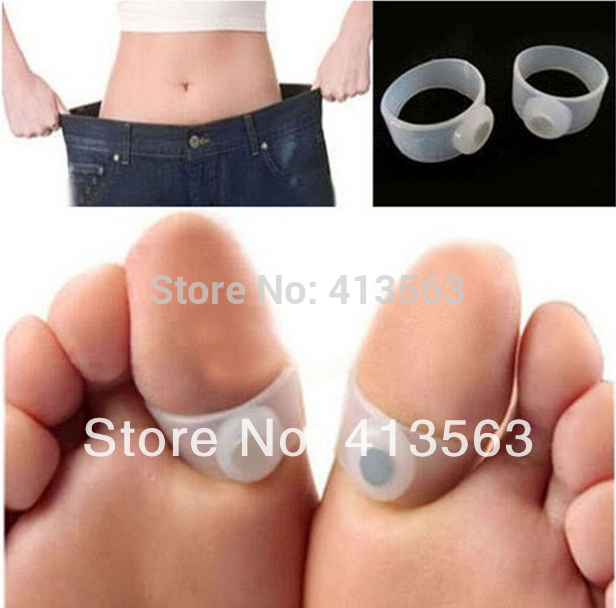 Free ship 2pcs of 1 Pair Slimming Silicone Foot Massage Magnetic Toe Ring Fat Burning For