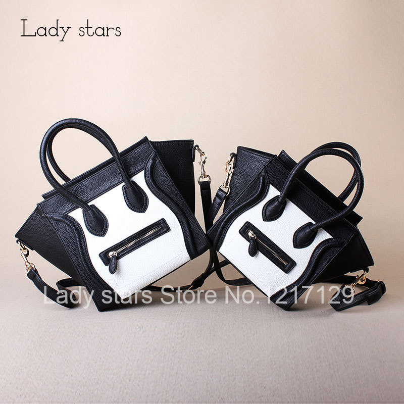 2014 new tide female bag smiling face bag sorry bag color matching litchi grain portable large