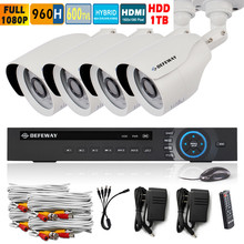 HD 960H 4Channel Outdoor smartphone view video Surveillance system CCTV hybrid NVR DVR Kit Home Security