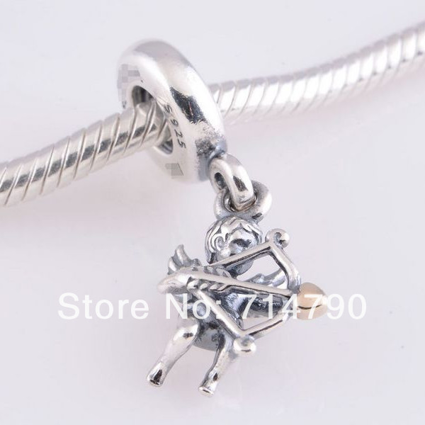 925 Sterling Silver Cupid Dangle Charm Bead Fit European Jewelry Bracelets Necklaces Pendants