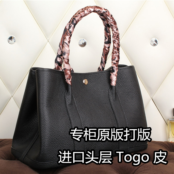 H litchi leather garden party bag togo women s genuine leather handbag