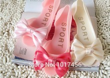 2014 good quality  bowknot women jelly sandals/ candy  solid color flats  for women