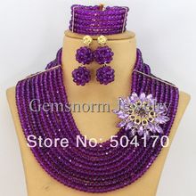 Luxury Radiant Orchid Wedding Beads Jewelry Set Purple African Beads Jewelry Set Bridal Jewelry Set Free
