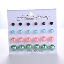 Promotion White Pearl Stud Earrings 6mm 8mm 10mm 11mm Mix Size Lady Jewelry Earrings Free Shipping