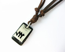 100% Genuine Leather Necklace Constellation Virgo Necklace Punk Vintage Jewelry
