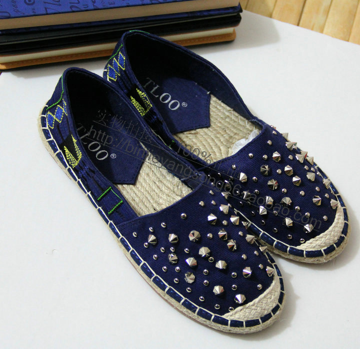 Handmade hedgehogs3 2014 hemp soled shoes lazy women s shoes canvas shoes