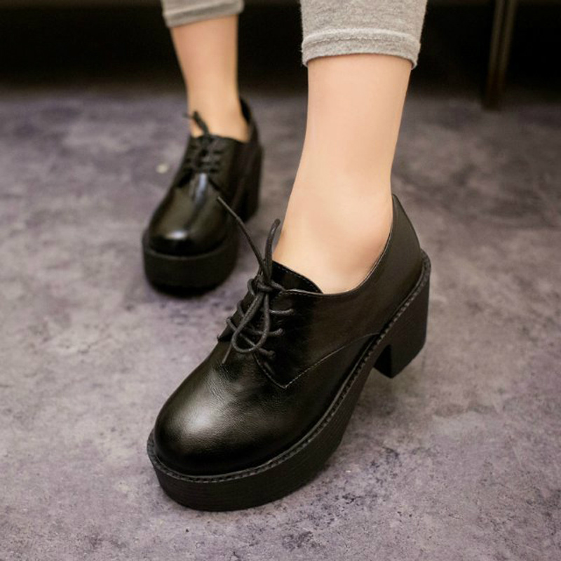 Spring fashion thick heel boots platform lacing platform martin boots single high heeled shoes female shoes