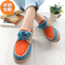 2014 women’s spring and autumn shoes color block women’s shoes decoration fashion vintage lacing platform shoes elevator shoes