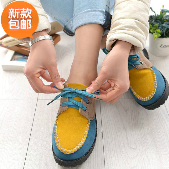 5 single shoes patchwork platform lacing female fashion 