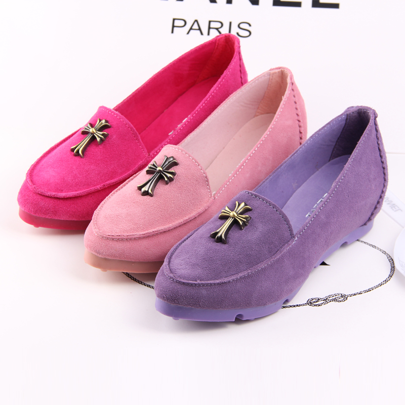 2014 spring women s elevator shoes fashion pointed toe gommini scrub loafers genuine leather shoes casual