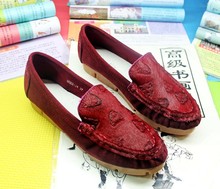 Fashion classic horse hair print round toe low-heeled shoes single shoes nubuck leather