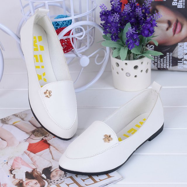 Spring metal 2014 flats pointed toe flat dipper shoes female shoes