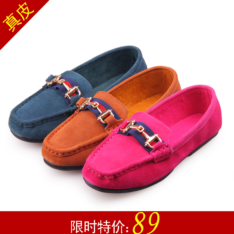2014 autumn scrub metal buckle genuine leather flat heel single shoes Moccasins women s shoes casual