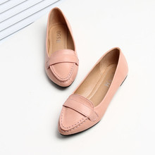 Fresh pointed toe soft solid color shallow mouth flat-bottomed single shoes flat heel women’s shoes OL outfit gentlewomen shoes