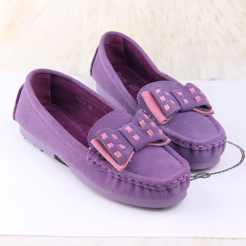 2014 women s spring shoes color block decoration bow soft outsole gommini loafers female scrub genuine