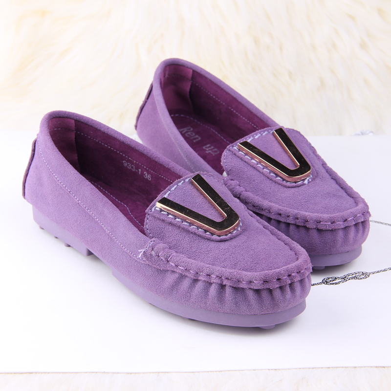 Spring women s shoes personalized metal decoration soft outsole gommini loafers flat heel single shoes maternity