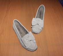2014 spring sweet bow female nude color shoes single shoes genuine leather flat shoes nubuck leather women’s
