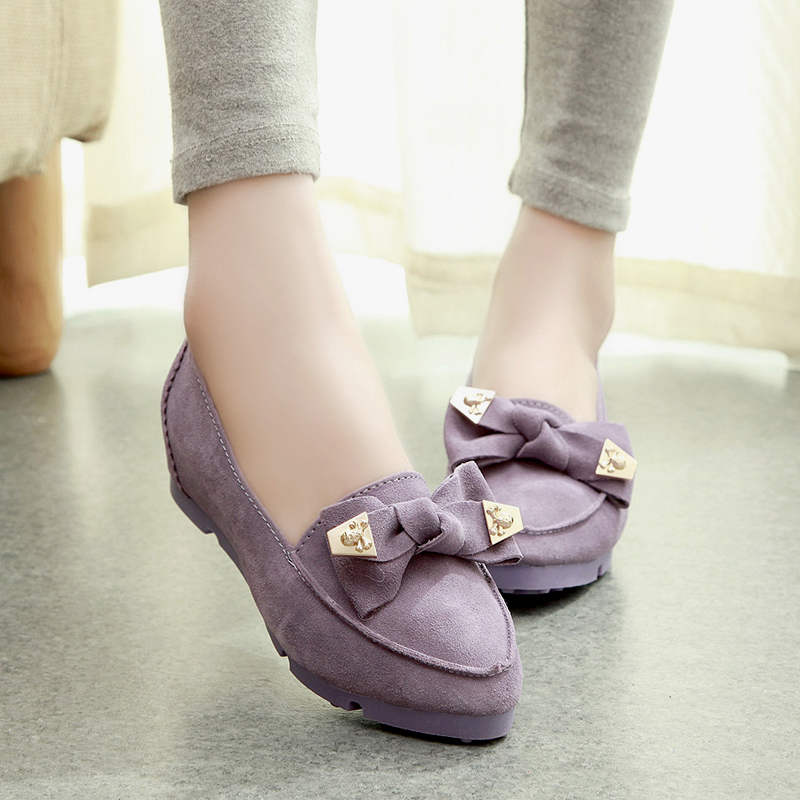 2014 spring fashion pointed toe gommini loafers female genuine leather elevator shoes single women s casual