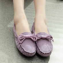 2014 spring scrub genuine leather Moccasins female bow flat heel single shoes women’s shoes maternity shoes