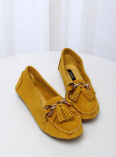 Fashion comfortable genuine leather tassel flat heel single shoes flat round toe cowhide cow muscle outsole gommini loafers