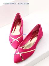 Gold cross velvet toe pointed shallow mouth flat shoes women’s rose black single shoes