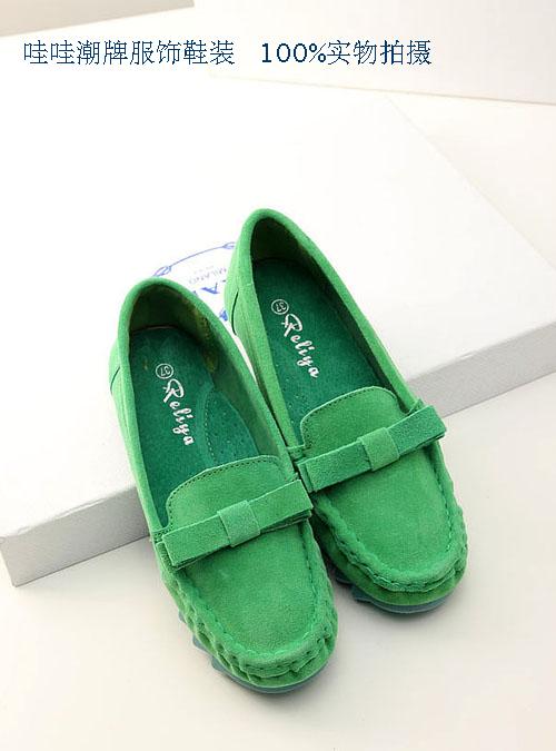 2014 spring and autumn single shoes genuine leather sweet bow comfortable nubuck cowhide women s shoes