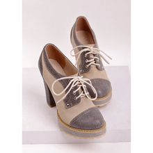 British style vintage thick heel single shoes brockden women’s carved shoes preppy style small leather high-heeled shoes round