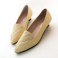 Fashion pointed toe low-heeled shoes women’s check black comfortable OL outfit work shoes soft surface single shoes