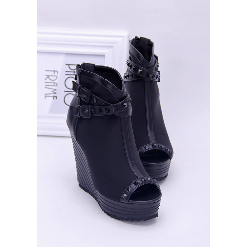 Spring fashion sexy open toe rivet lacing platform high heeled shoes thick heel boots shoes