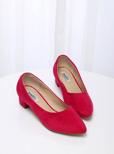 2014 spring shoes fashion normic brief all-match basic pointed toe thick heel comfortable plus size single shoes