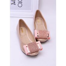 Fashion bow rhinestone metal round toe flat heel single shoes flat female princess shoes wedding shoes bridesmaid shoes