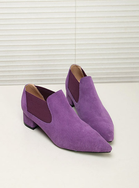 Fashion solid color all match pointed toe shoes nubuck cowhide medium hells shoes low heeled shoes