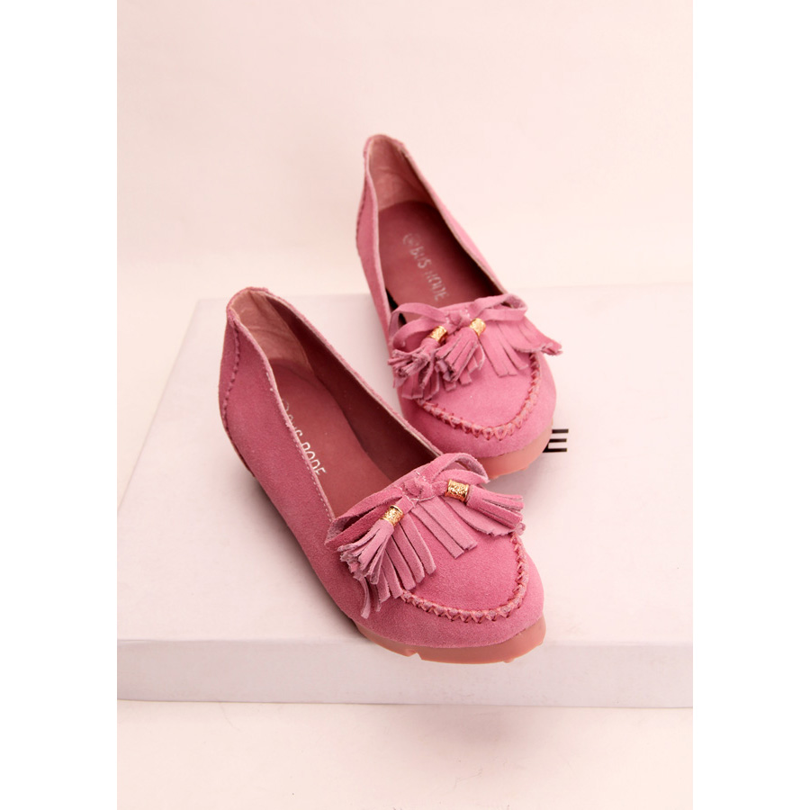 Tassel nubuck cowhide casual shoes elevator shoes women s genuine leather loafers gommini pointed toe in