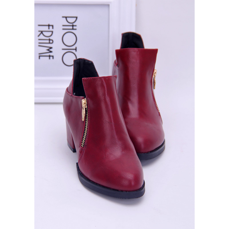 Autumn new arrival 2013 fashion vintage Wine red thick heel boots ankle length elastic buckle high