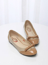 Fashion perfect color block decoration small bow round toe flats carved fashion plus size female flat shoes