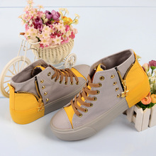 2014 summer running shoes high top heavy bottomed muffin women sport shoes increased metal zipper canvas