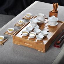 Kung fu tea set brief ceramics set with water bamboo tea tray tz030