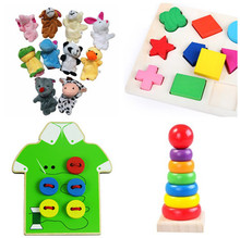 Free Shipping 4 in 1 Baby Toys Montessori educational blocks Geometric Blocks Plush Finger Puppet and